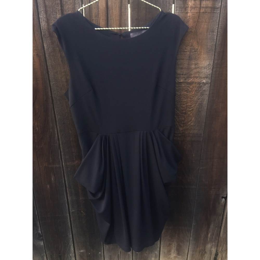 Black draped dress with pockets