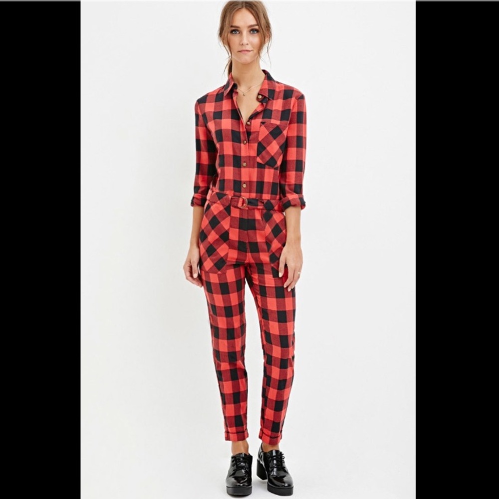 NWOT buffalo plaid jumpsuit
