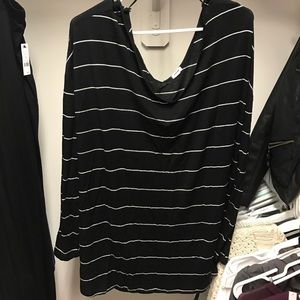Garage black and white long sleeve striped tee