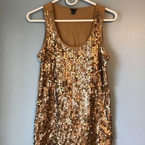 Ann Taylor tank-top w/ gold sequins.