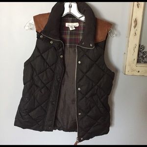 Brown and green/blue vest