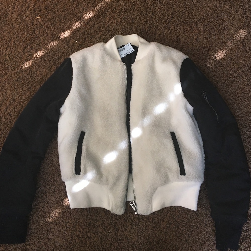 Topshop sherpa bomber jacket