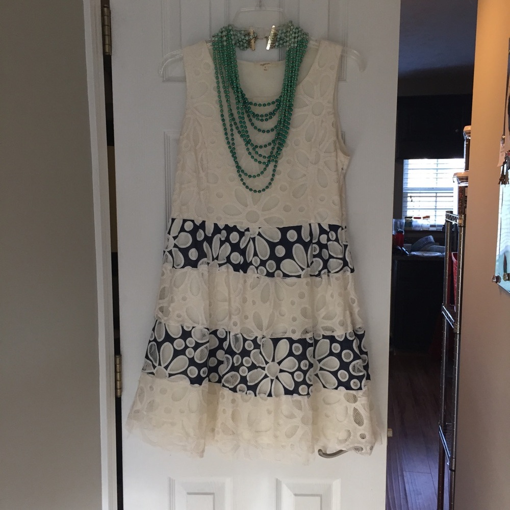 Mystree Navy/White Lace Striped Dress (Stitch Fix)