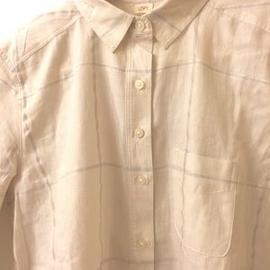 LOFT petite ivory grid shirt