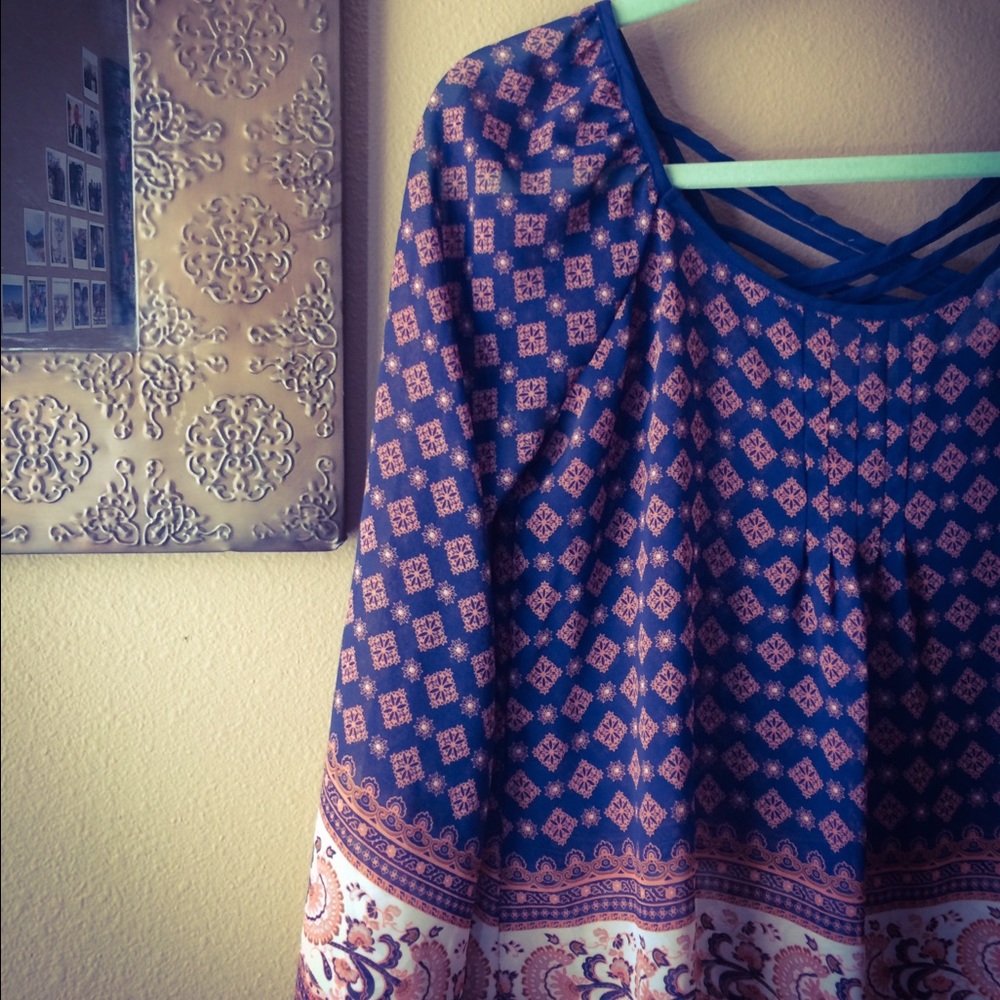 Cute Blue Print Blouse