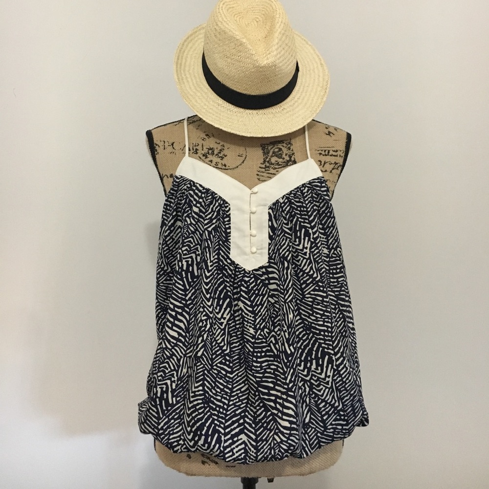 Navy and White Tank Blouse Size M