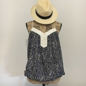 Navy and White Tank Blouse Size M