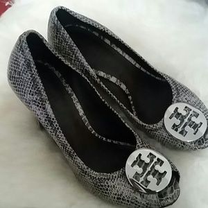 Tory Burch Peep Toe Wedges