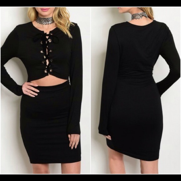 Sexy Lace up dress with midriff cutout black - Picture 3 of 8