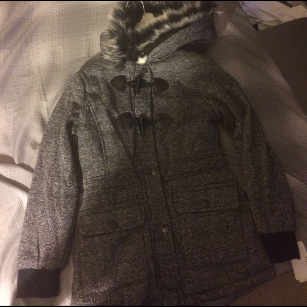 Gray fur hoodie