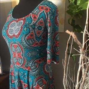 Blue & Red Paisley Midi Dress