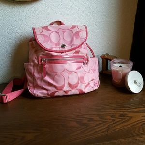 Pink Coach backpack. Worn once, very clean!