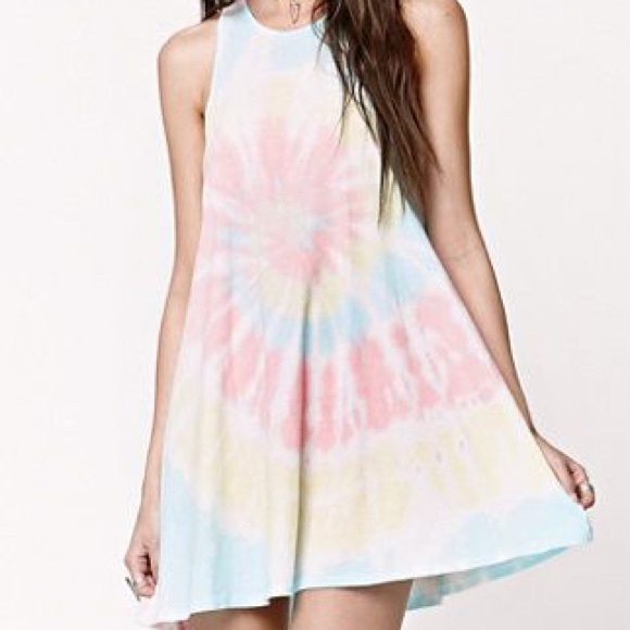 UNIF Dresses & Skirts - Gypsy Warrior goddess neck pastel tie-dye dress!