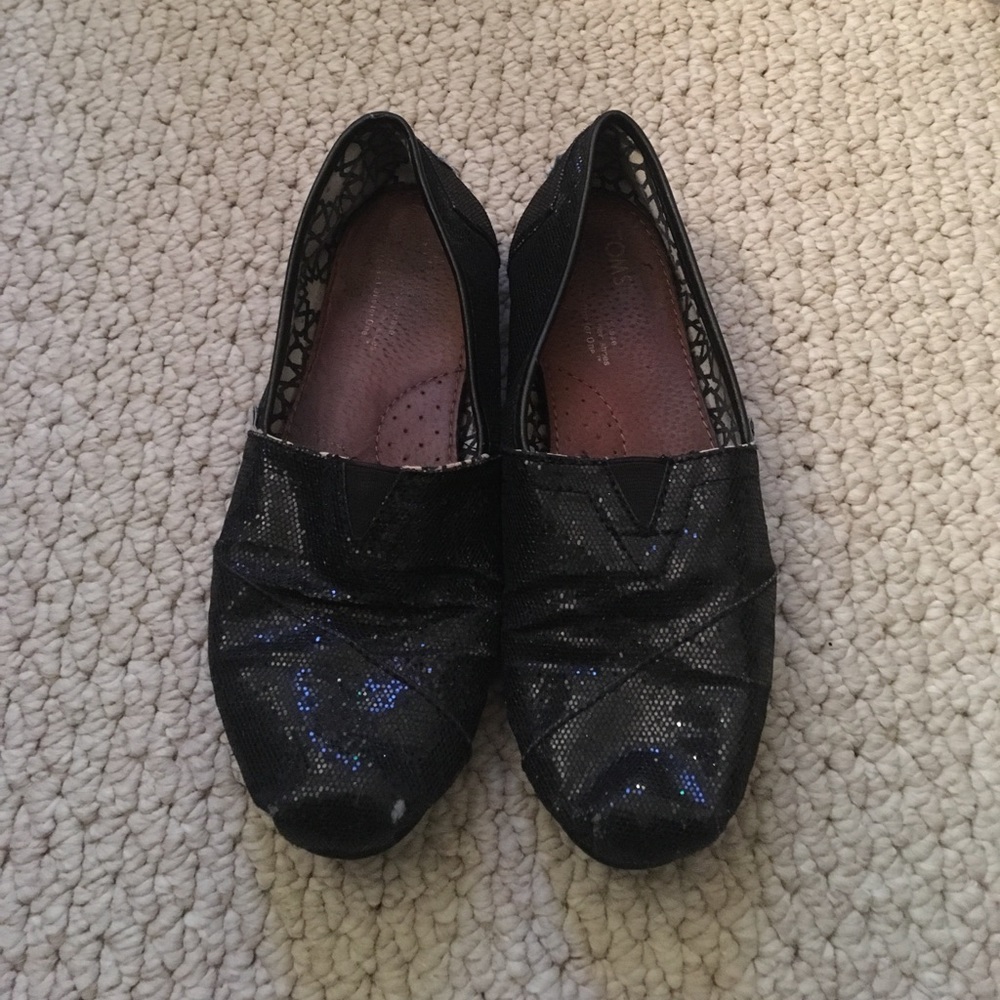 Black sparkly TOMS