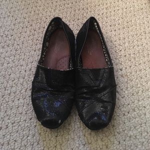 Black sparkly TOMS