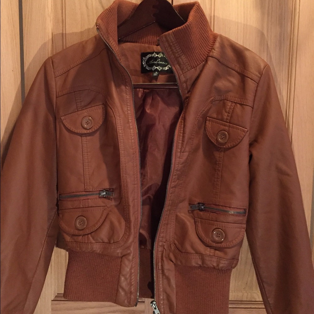 Brown leather jacket