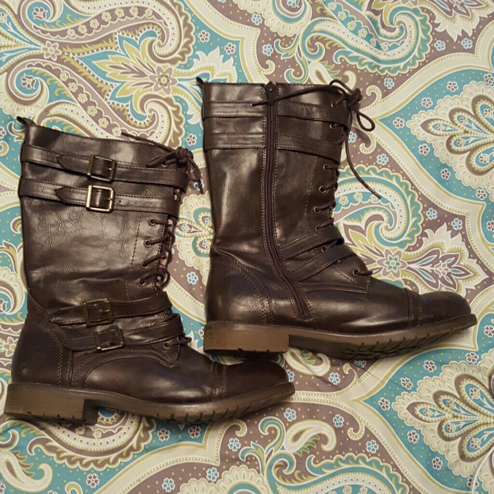 Brown lace up boots
