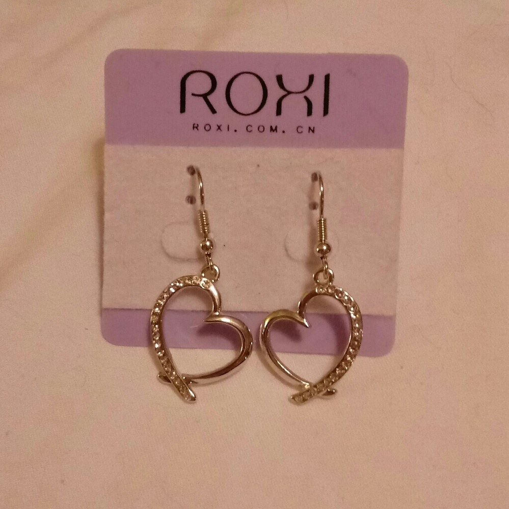 FLASH SALE!!! Roxi Dangle Heart Earrings w/Bling