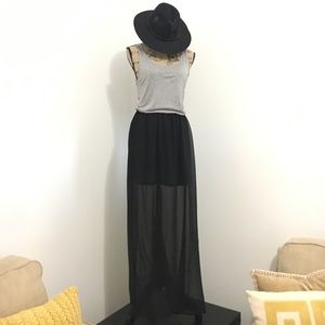 Black and Gray Sheer Maxi Dress Size S