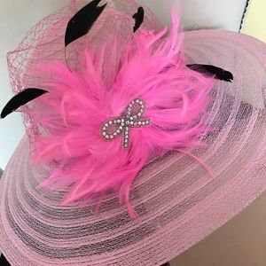 Pink and black Floppy Hat