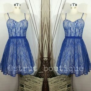 Royal Blue Laced Skater Party Dress
