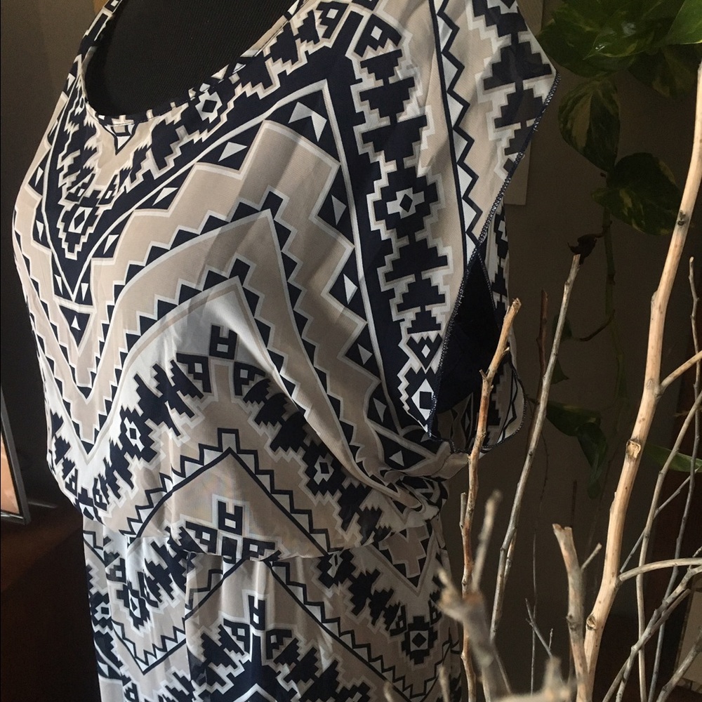 Blue & Gray Aztec Maxi