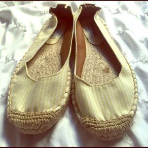 Steve Madden yellow and white striped flats
