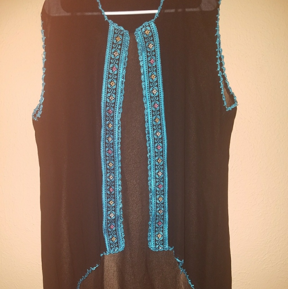 High low embroidery cardigan