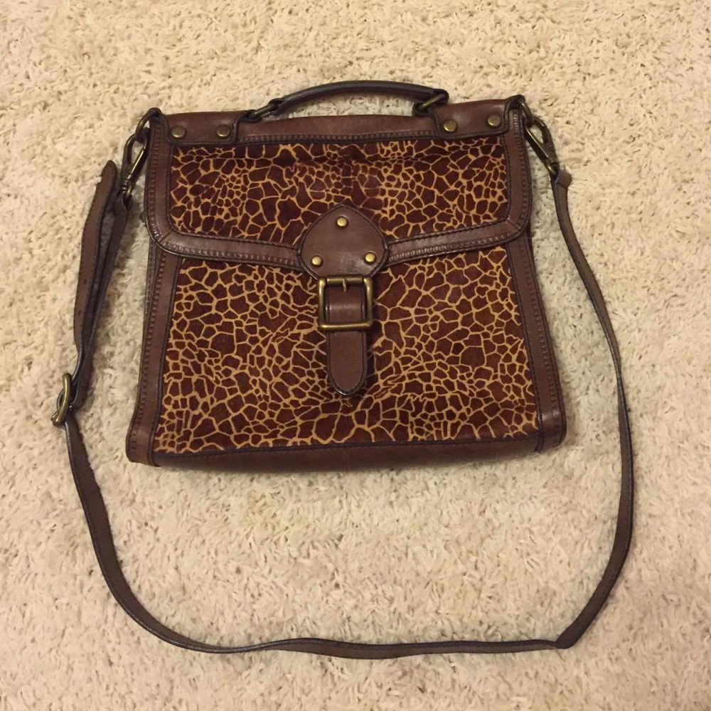 Fossil giraffe fur purse