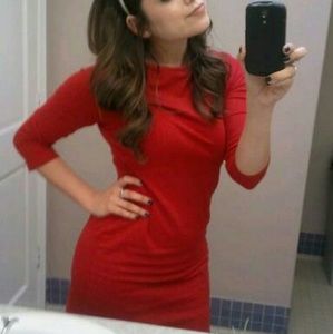 Red stretch fitted dress size large