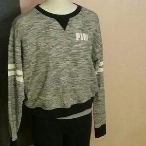 PINK Grey crew neck pullover