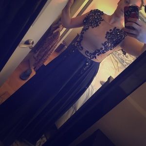 ASOS navy gown with gorgeous detail