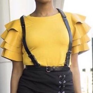Mustard Ruffle sleeve top Brand New