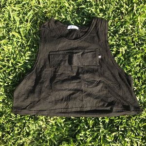 Black crop top with pocket