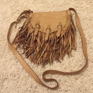 Leather fringe crossbody