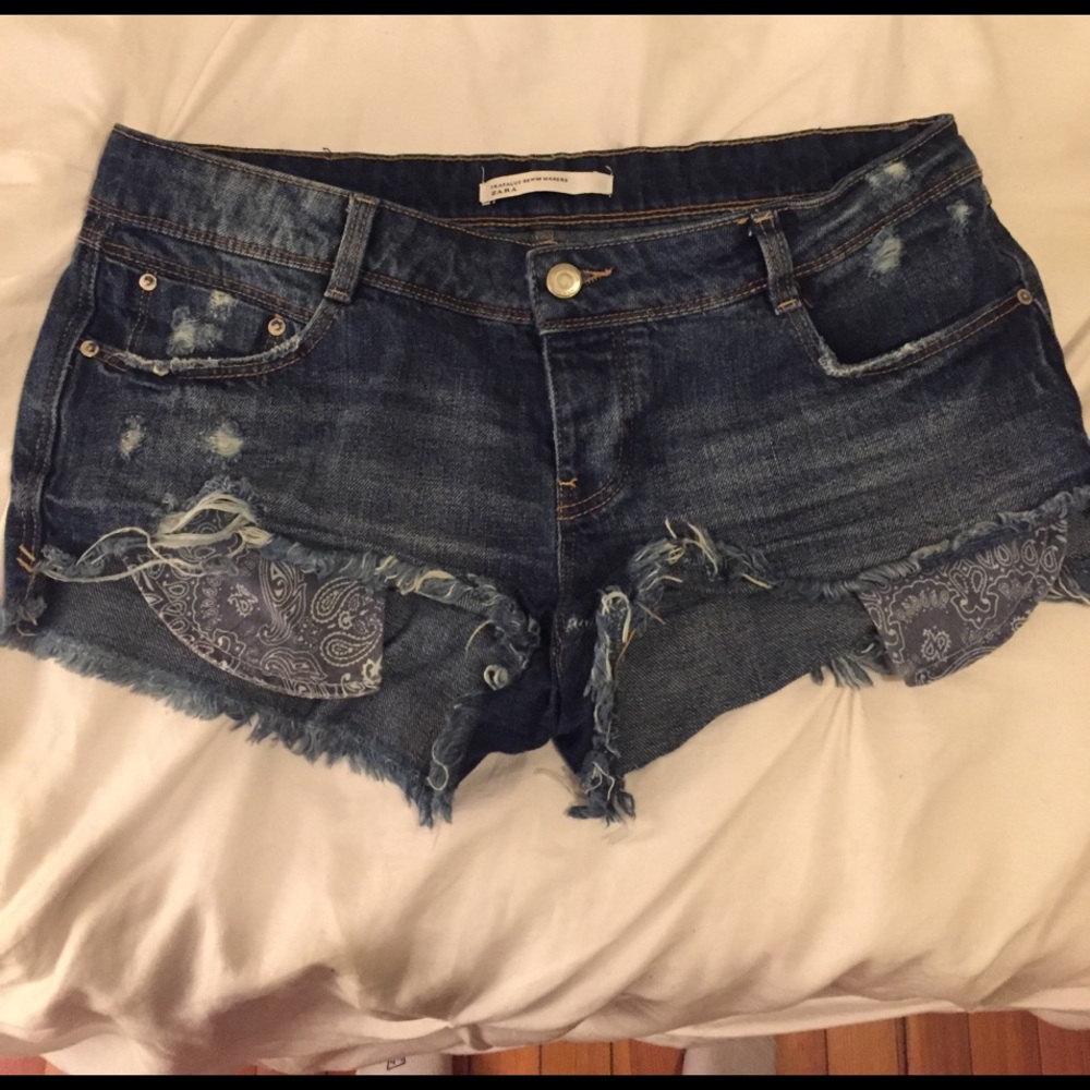 Zara ripped denim shorts