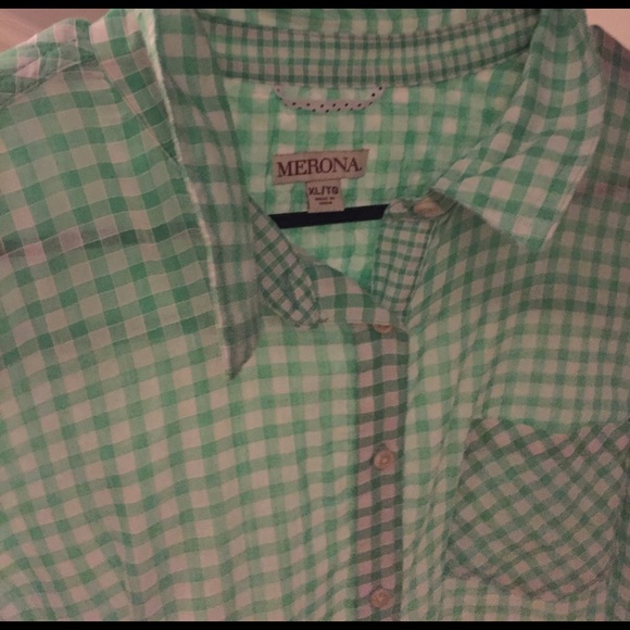 Green half button down - Picture 2 of 3