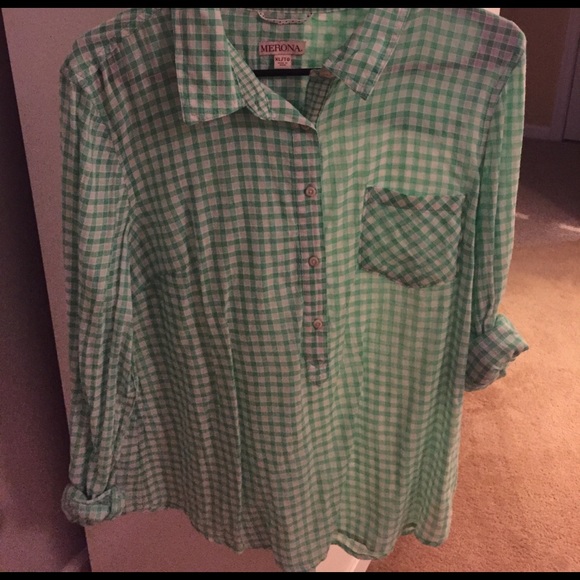 Green half button down - Picture 3 of 3