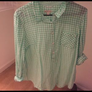 Green half button down