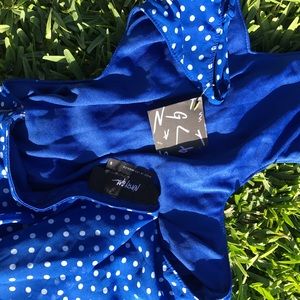 Blue polkadot maxi dress with slit