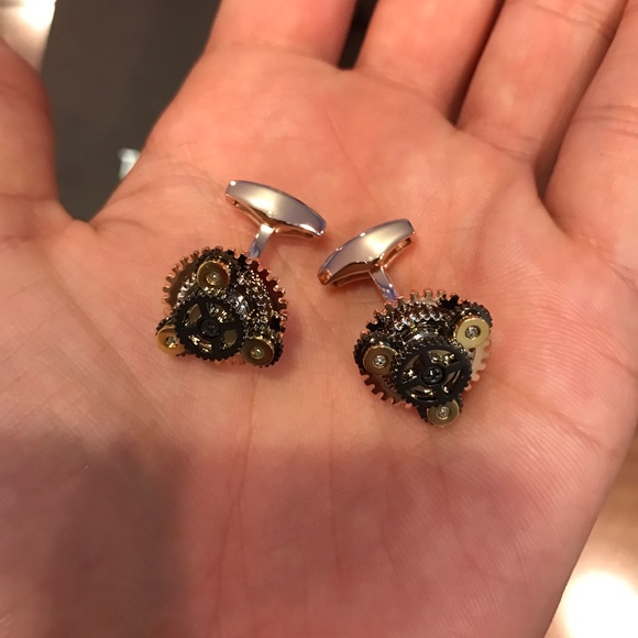 Tateossian Silver Rotondo Gear Cufflinks