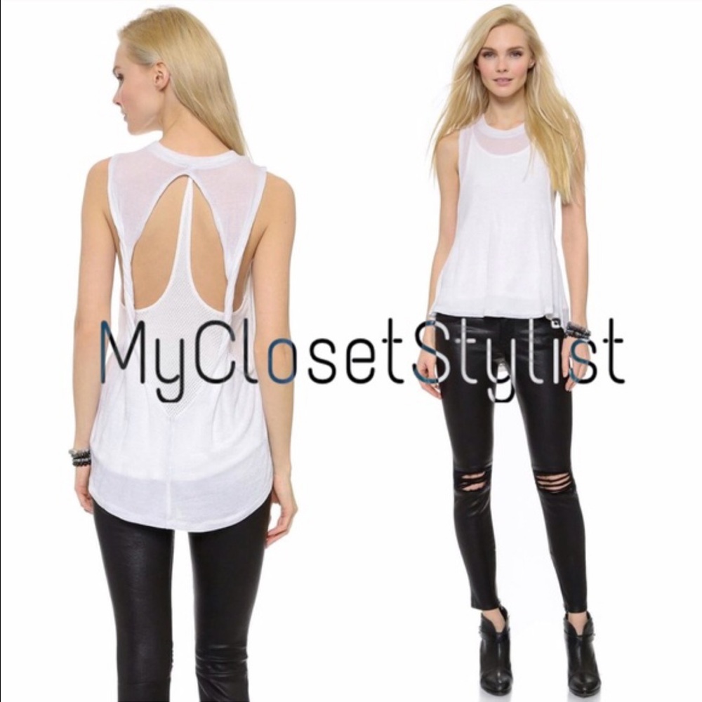 Free People Hi-Low NWT White Open-Back Top Tank XS - Picture 1 of 3