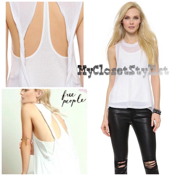 Free People Hi-Low NWT White Open-Back Top Tank XS - Picture 3 of 3