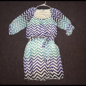 Blue and white chevron dress