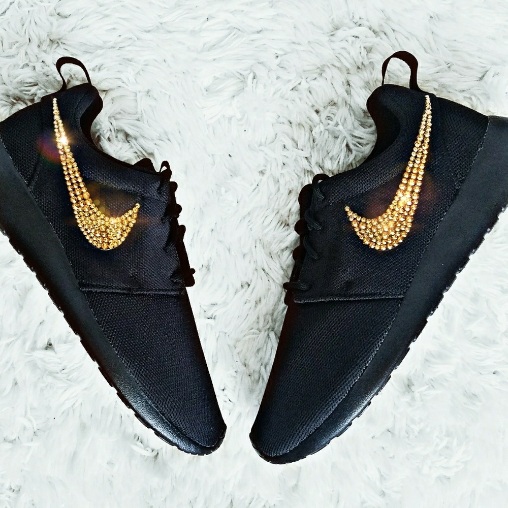 Swarovski Crystal Bling Nike Roshe Black