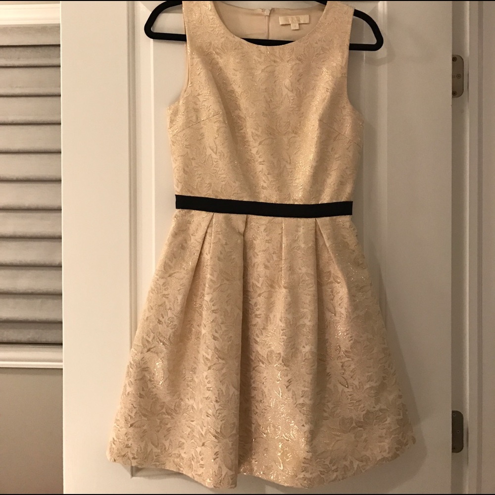 Ivory gold & black cocktail dress