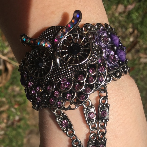 Owl Rhinestone Slave Bangle - Picture 3 of 4