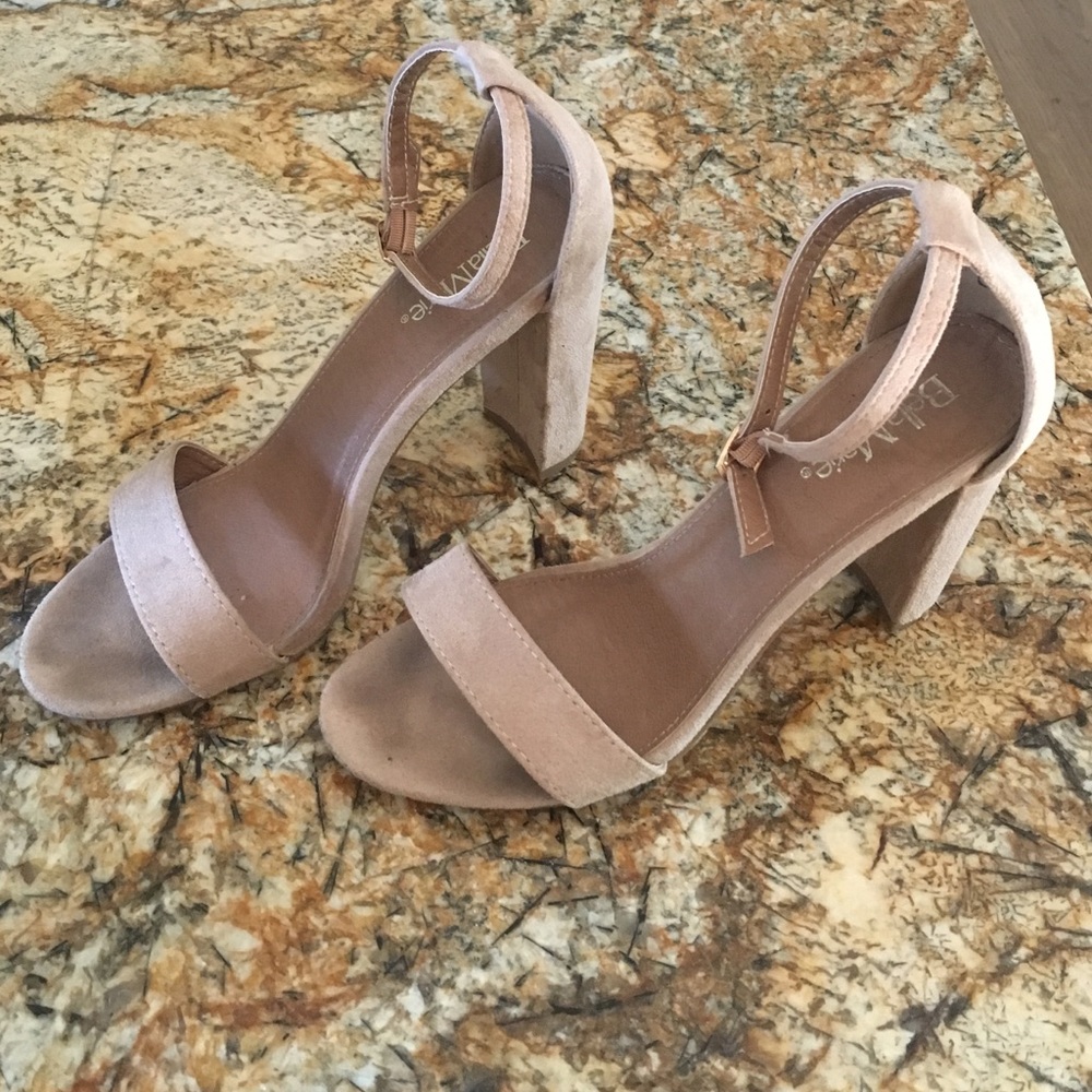 Tan strappy wedges