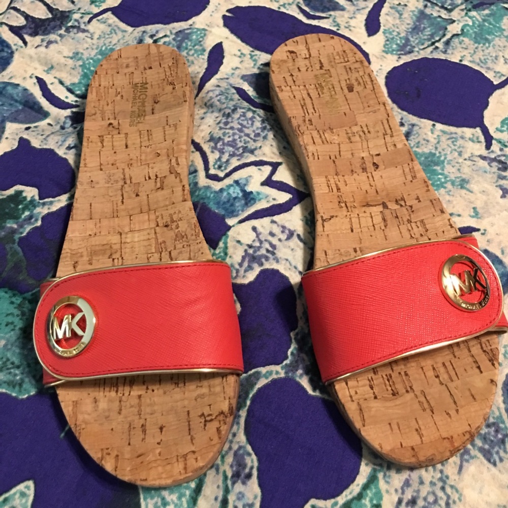 Michael Kors  MK gold, orange, sandals