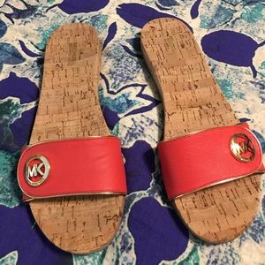 Michael Kors  MK gold, orange, sandals